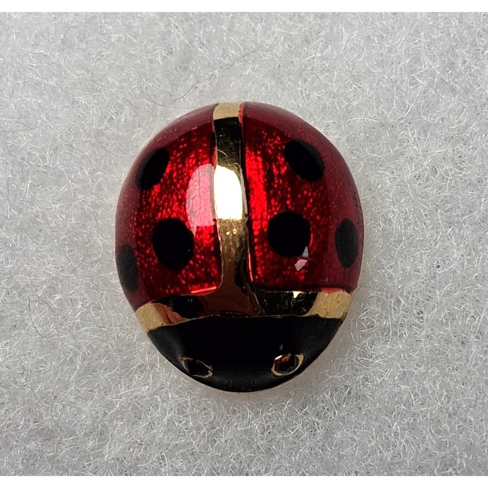 Vintage Carolee Signed Red Enamel Ladybug Pin Lapel Pin Gold Tone Scatter Pin